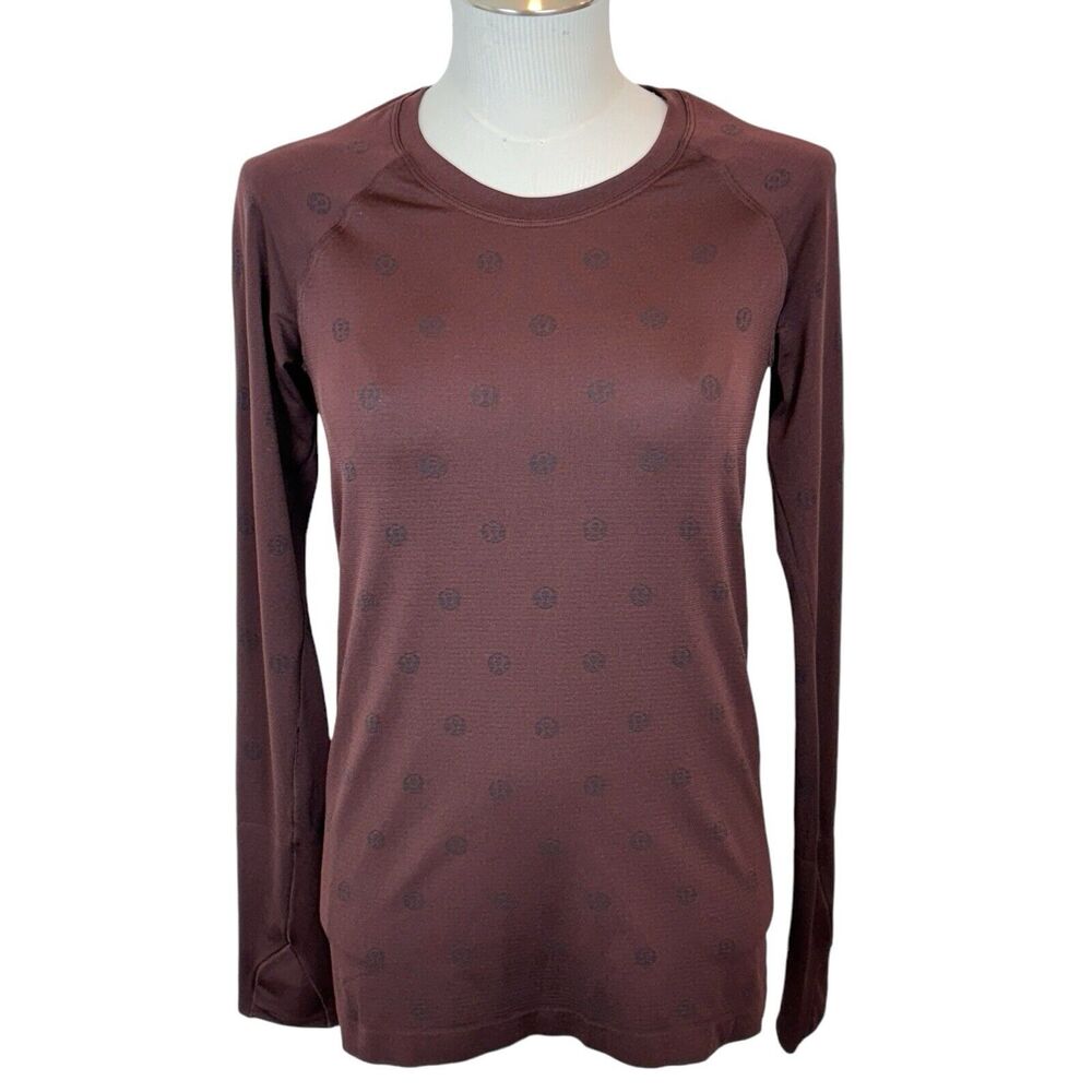 Lululemon Swiftly Tech 2.0 Long Sleeve Yogo Pop Cassis/Black Sz 8 Logos!! MINT ! - Picture 10 of 15